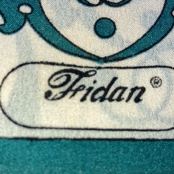 🤩BOGO!. FRIDAN geometric design scarf, 36” sq. blued green, wh. & blk - Picture 2 of 6